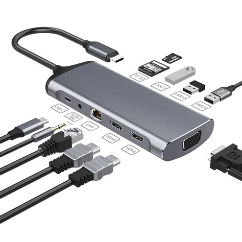 Aluminum 11 In 1 Usb C Hub With 100w Power Delivery Passthrough And