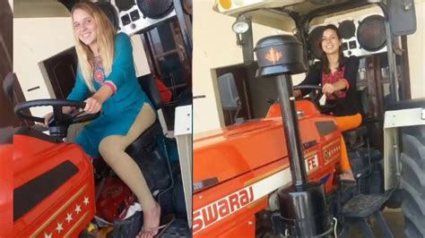 Girls Drive Tractor Very Buetifuly YouTube