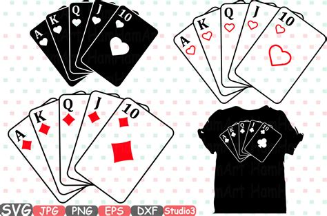 Poker Royal Flush Silhouette SVG Cutting Files Card Playing cards 741s