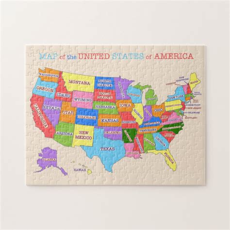 Multi Coloured Map Of The United States Jigsaw Puzzle Zazzle