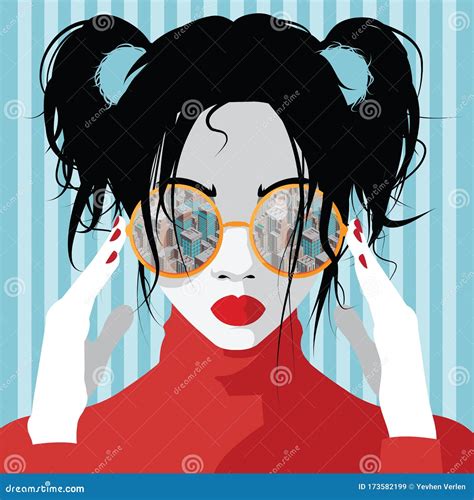 Retro Fashion Girl In Sunglasses Beautiful Woman At The Resort Pop Art Style Stock Vector