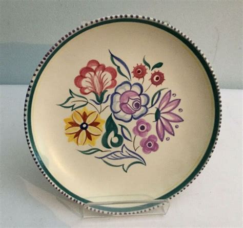 Retro Vintage 1960s Poole Handpainted Floral Flowers Plate Cs White