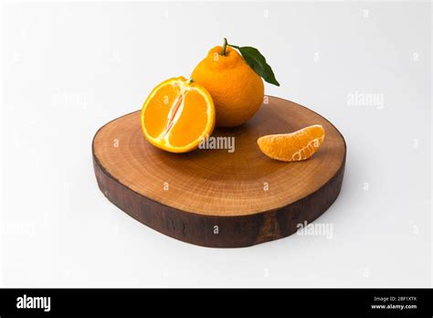 Cross Section With Fresh Orange Hallabong On White Background Fruit