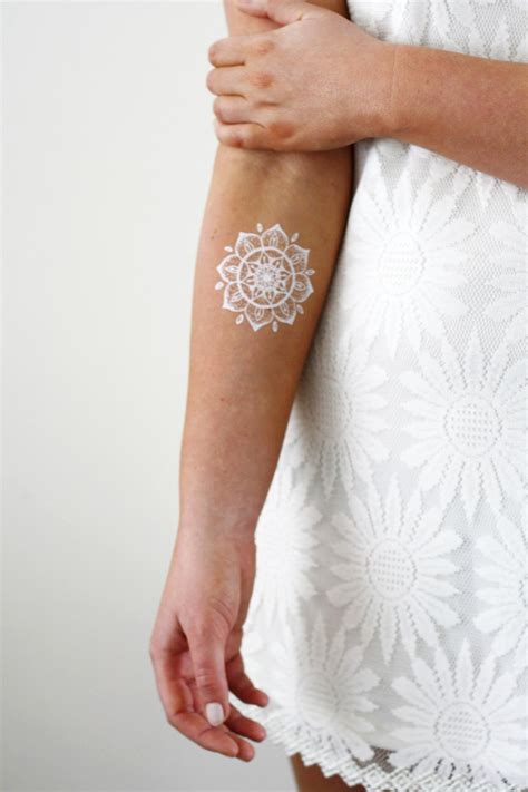 White Henna Mandala Temporary Tattoo Bohemian Temporary Etsy