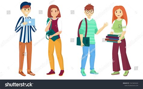 Set Young Student Girl Boy Character Stock Vector Royalty Free 1541845424