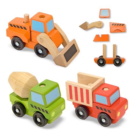 Melissa And Doug Stacking Construction Vehicles Wooden Toy Set