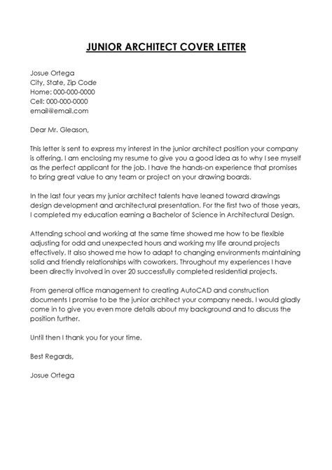 Architect Cover Letter Examples And Templates Expert Tips