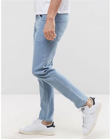 Asos Stretch Slim Ankle Grazer Jeans In Light Blue In Blue For Men Lyst