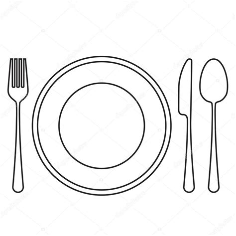 Trouvez des assiettes, des couverts et des tasses, dans la rubrique biberons. Assiette vide avec cuillère, couteau et fourchette image ...