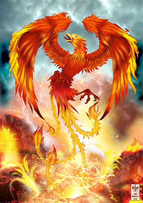 Ilustración Digital Figura Mitológica Del Fenix Phoenix Tattoo