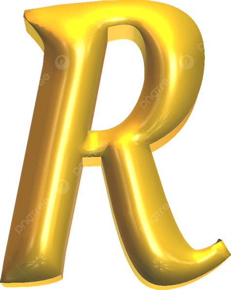 รูปตัวอักษรสีทอง 3 มิติตัวอักษร R แยกต่างหากบนพื้นหลังโปร่งใส Png 3d