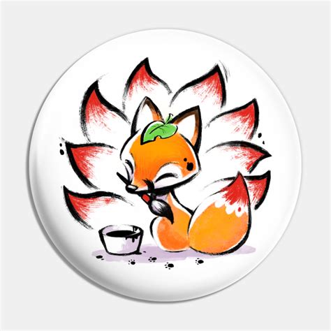 Nine Tails Fox Cute Fox Japanese Ink Nine Tailed Fox Pin