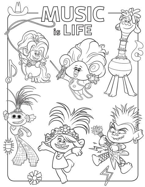 Trolls World Tour Coloring Pages