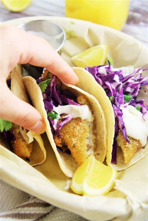 Crispy Fish Tacos With Cabbage Slaw And Lime Crema The Tasty Bite