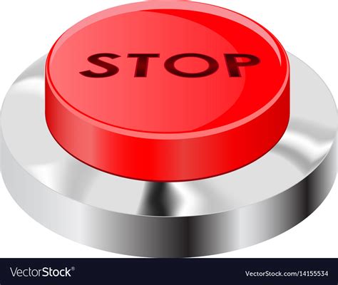 Stop Button Red Push Icon With Chrome Frame Vector Image