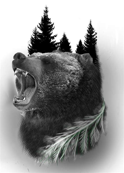 Cool Grizzly Bear Ink Drawing 2022