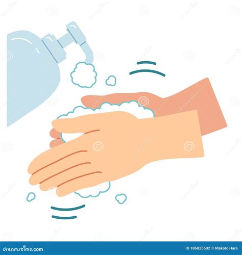 Vector Illustration Of Proper Hand Washing Procedure 2 Put A Lot Of