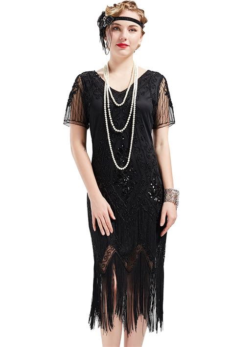 buy babeyond 1920s flapper fringed sequin dress roaring 20s fancy dress gatsby costume dress v