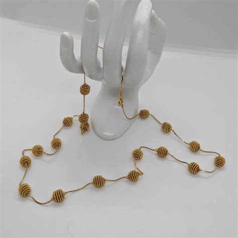 Vintage Trifari Gold Tone Coil Ball Bead Necklace