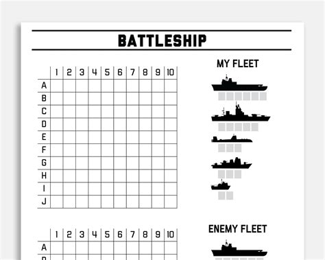 Printable Battleship Game Battleship Board Game Etsy Sweden