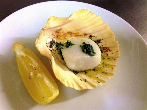 Nueva Cocina Scallop Roasted On The Half Shell Sweet Herb Butter