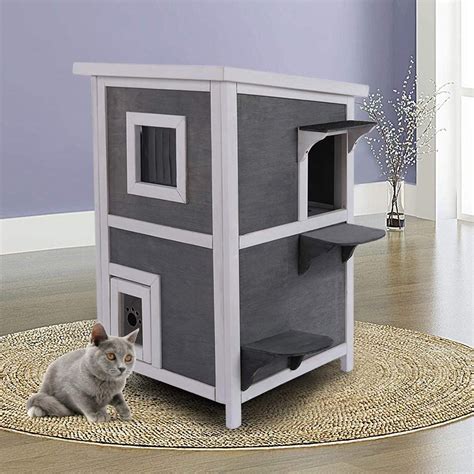 Indoor Outdoor Cat House Weatherproof Wooden Outdoor