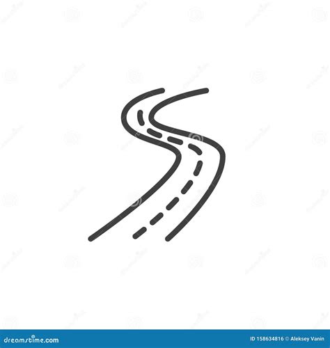 Winding Road Line Icon Stock Vector Illustration Of Linear 158634816