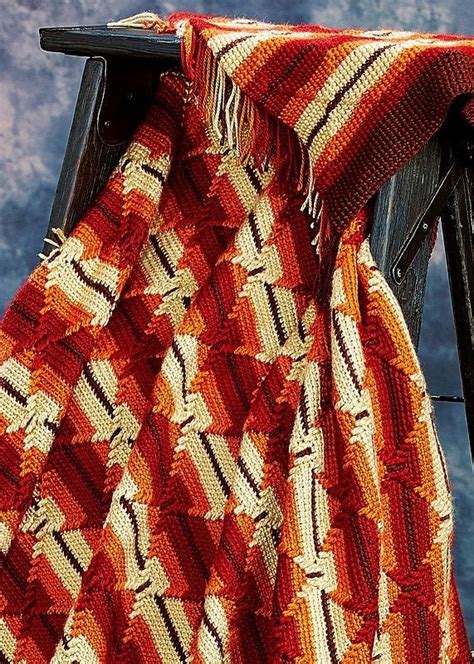 Indian Summer Navajo Afghan Close Up View Knitting Crocheting