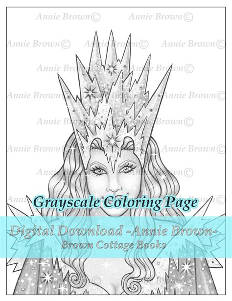 Grayscale Coloring Page Adult Coloring Queen Fantasy Art Etsy