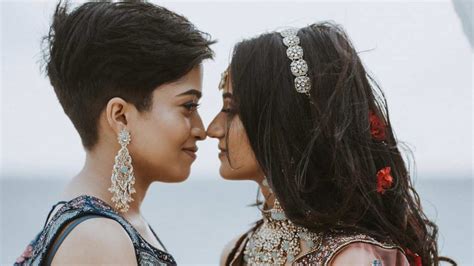 together forever indian lesbian couple noora and adhila pose as brides in a photoshoot