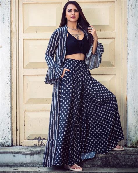 Sonakshi Sinha Brings Together Clashing Prints With Her Crop Top And Pants Vogue India