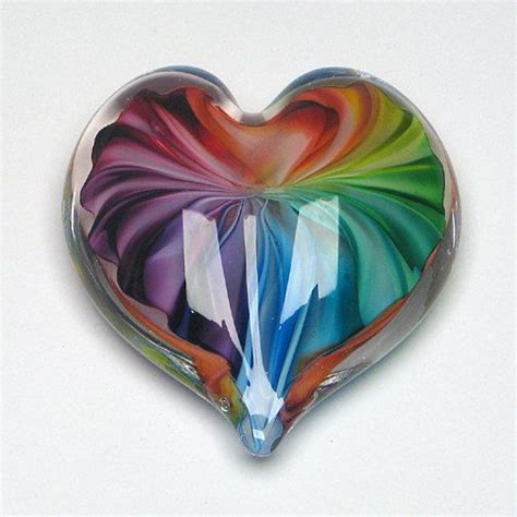 Rainbow Heart Glass Paperweight 4 5 L X 4 5 W X 1 5 H 59 95 Via Etsy Glass Paperweights