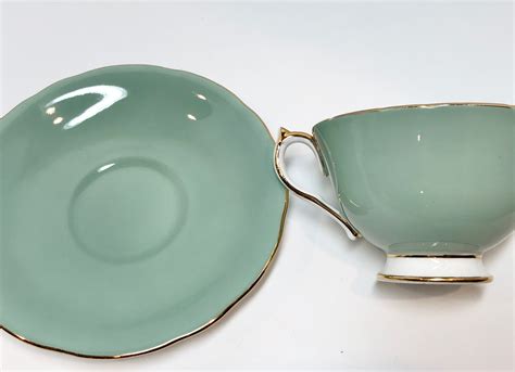 Seafoam Green Aynsley Tea Cup And Saucer Sage Aynsley Antique Teacups Bone China Tea Cups