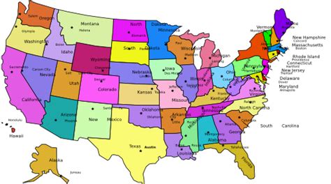 United States Map With Capitals And State Names Clipart I2clipart
