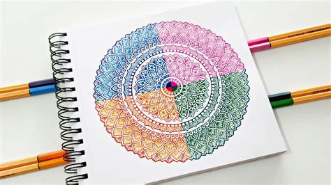 Mandala In Colouring Pens Learn To Draw Colourful Mandala Step By