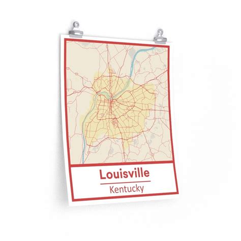 Retro Louisville Kentucky Street Map Poster And Canvas Print Options