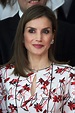 Queen of versatile! Letizia of Spain goes classic in red floral dress ...