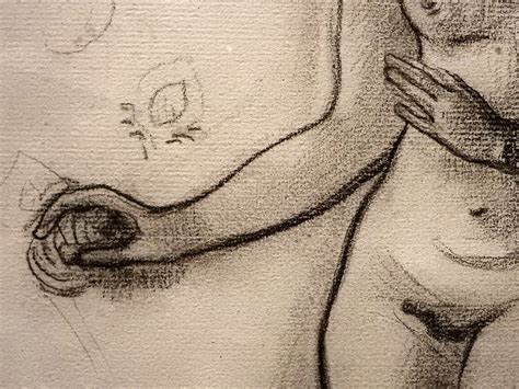 A Pencil Drawing Of A Woman S Torso And Arm