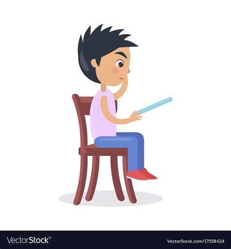 Profile Of Boy Sitting On Chair Read Fairy Tale Vector Image