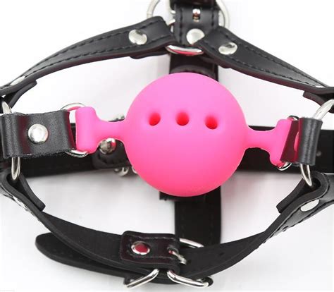 Female Leather Harness Open Mouth Ball Gags Stainless Steel Nose Hook