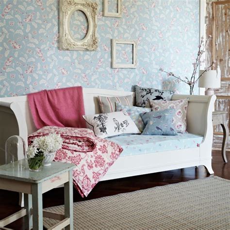 Blue And Pink Living Room With Daybed Uk