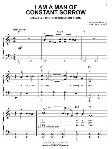 I Am A Man Of Constant Sorrow Sheet Music Direct