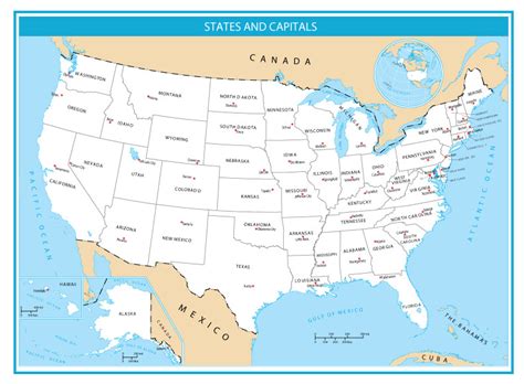 X United States Map With Capitals Printable