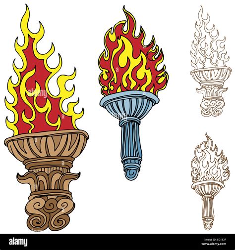 An Image Of Burning Torch Drawings Stock Photo Alamy