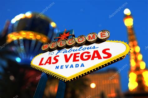 Las Vegas Sign With Vegas Strip In Background Stock Photo By ©somchaij