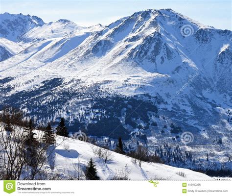 Wintry Snow Capped Peak In Alaska Stock Photo Image Of Nature Wild