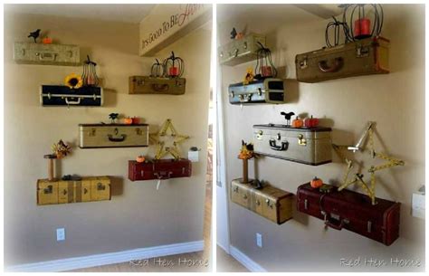 Upcycled Suitcases Into Shelves Recyclart Suitcase Shelves Diy