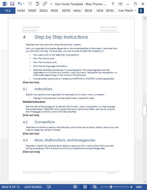 User Guide Template MS Word Technical Writing Tools