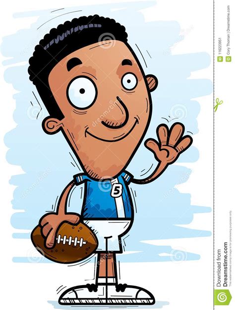 Cartoon Black Football Player Waving Stock Vector