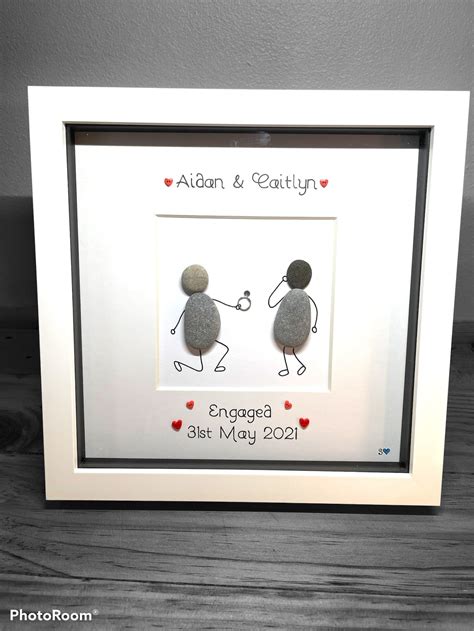 Engagement Pebble Art Picture Personalised Engagement Gift Etsy UK